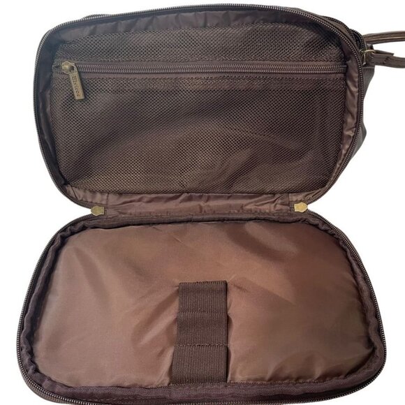 Elviros PU Leather Travel Toiletry Bag Multi-Compartment Zipper Closure Grooming - Picture 6 of 10